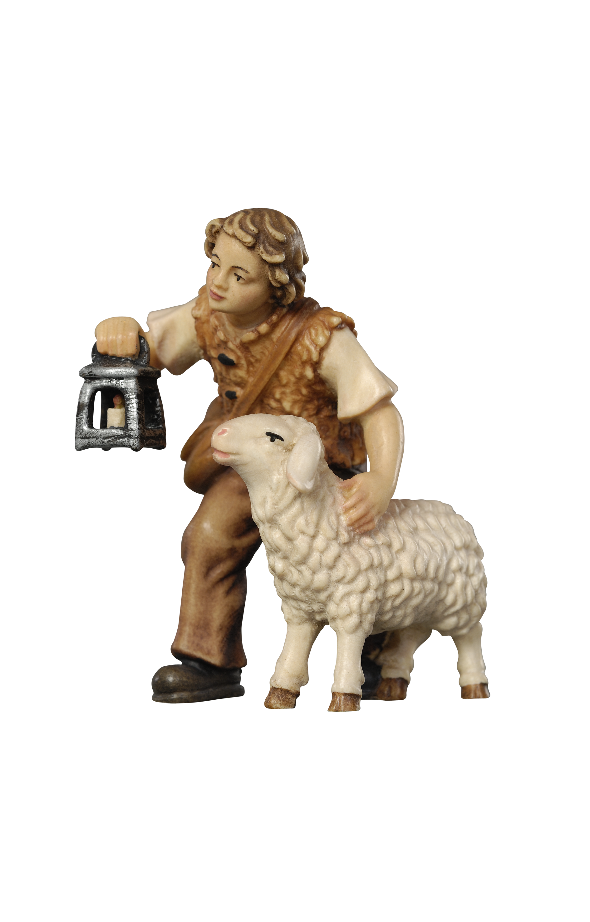 Rainell Krippe Hirtenbub Schaf und Laterne