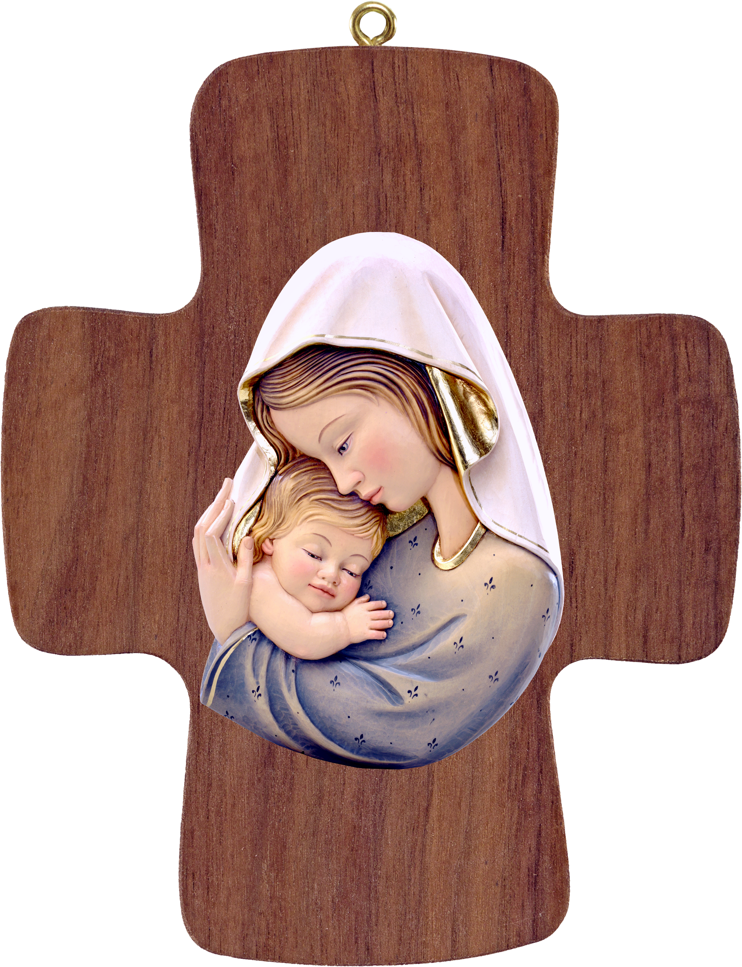 Kreuz mit Madonna blau-weiss