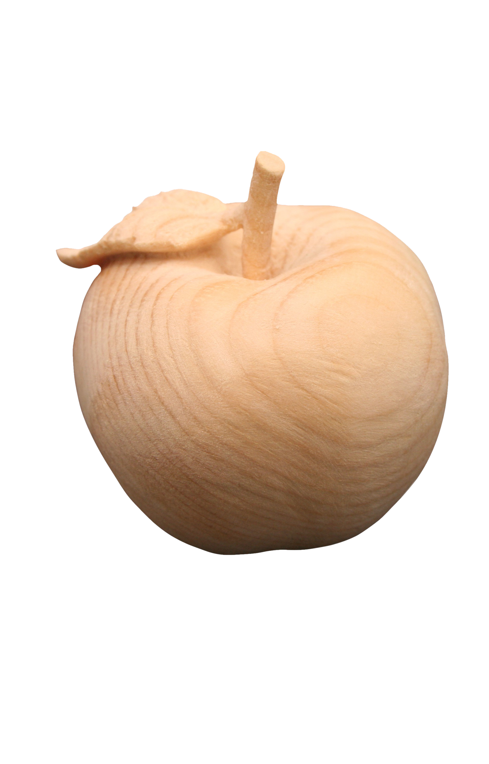 Apfel in Zirbenholz mit Blatt
