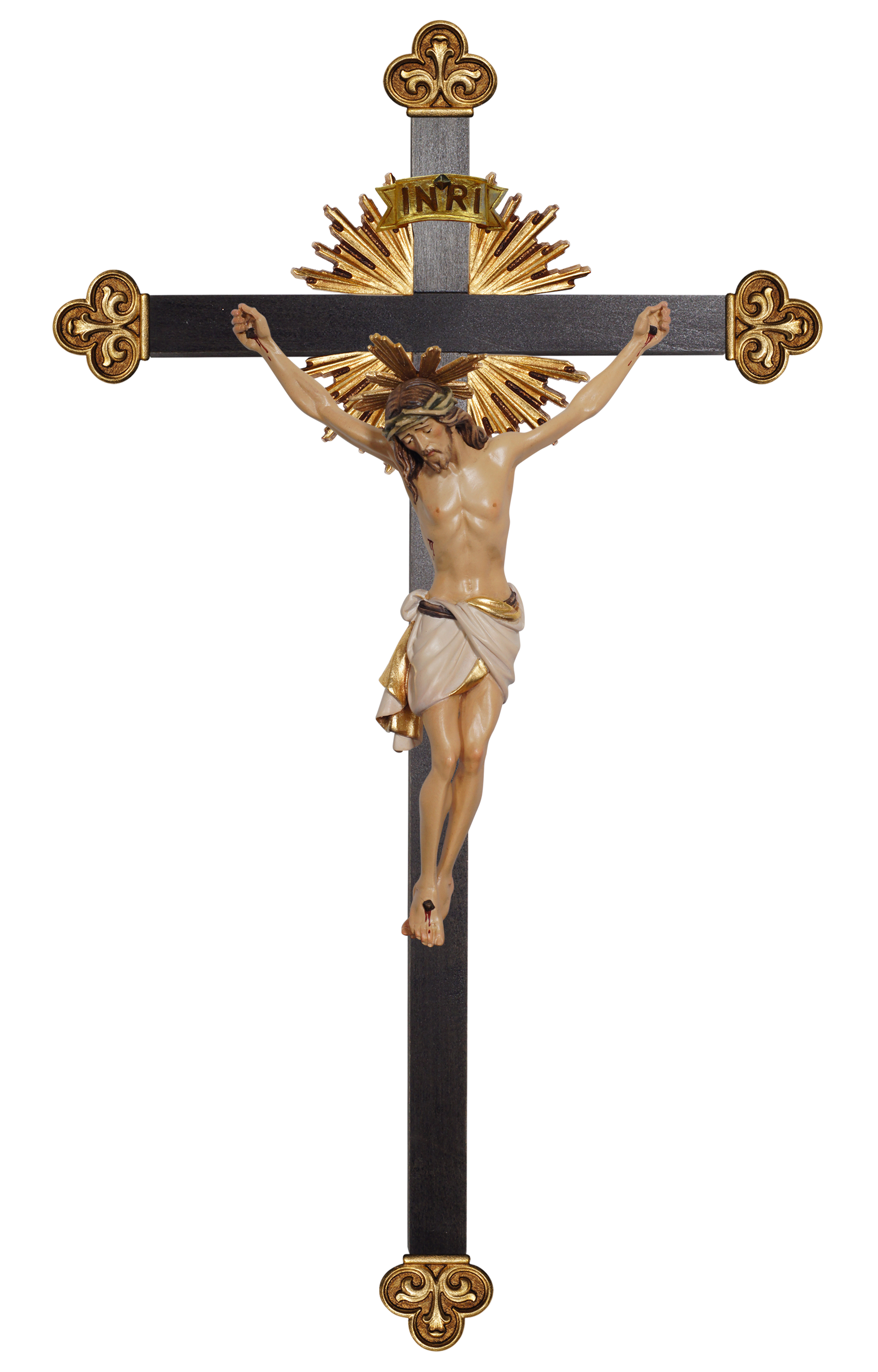 Christus Siena mit Gloriole auf Balken Barock mit Strahlen