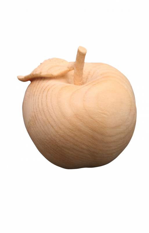Apfel in Zirbenholz mit Blatt