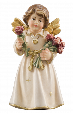 Bell angel standing with roses