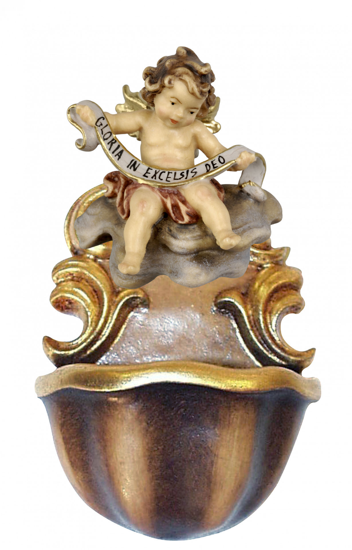 Holy water basin-angel with bow