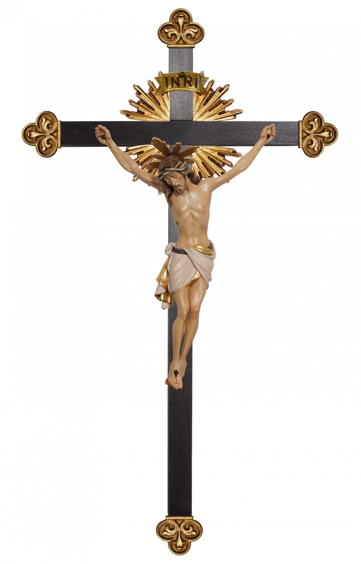 Cristo Siena con aureola -croce barocca con raggi