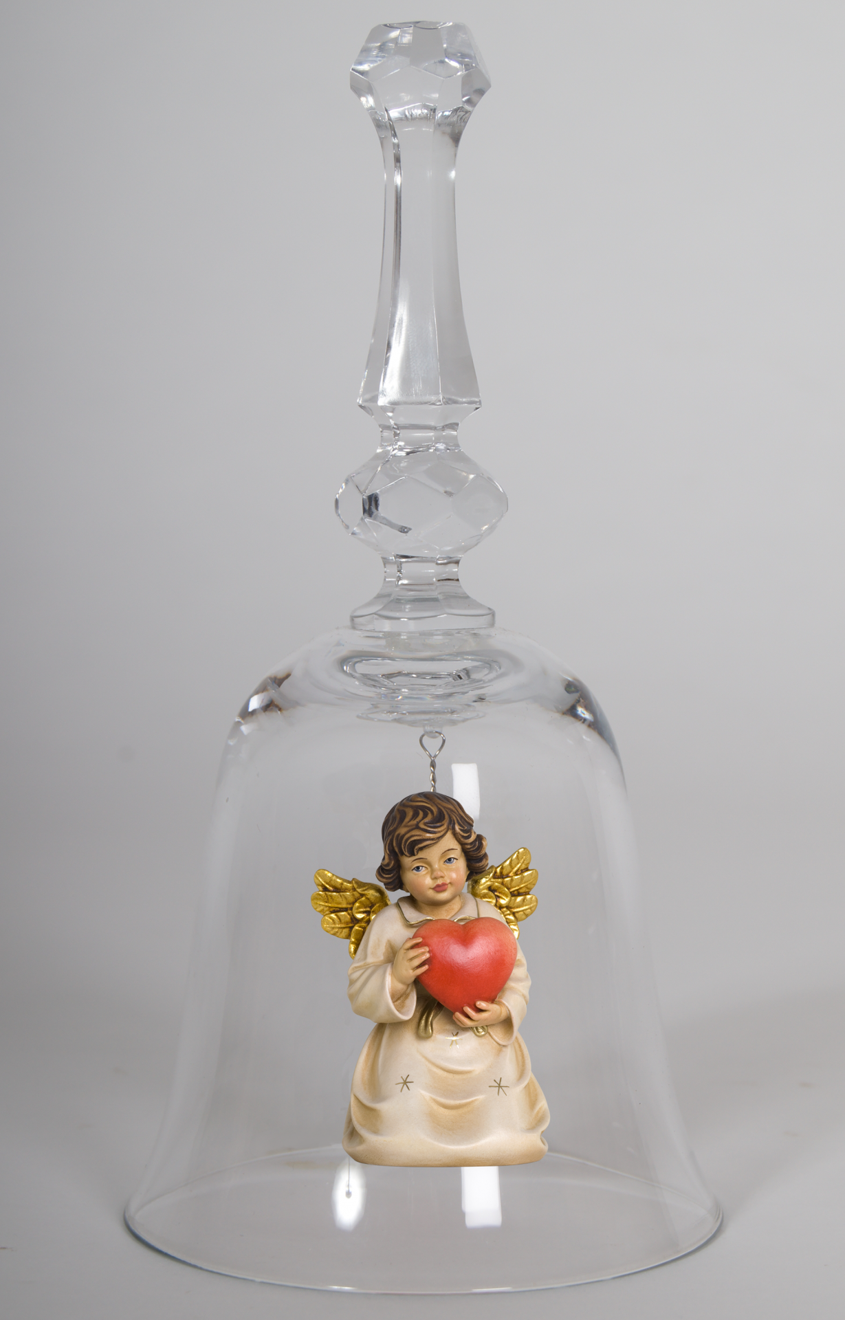 Crystal bell with Bell angel heart