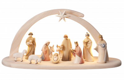 Presepe Leonardo Set 13 pezzi - Capanna Leonardo con led
