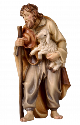 Presepe Rainell Pastore con bastone+agnello in braccio